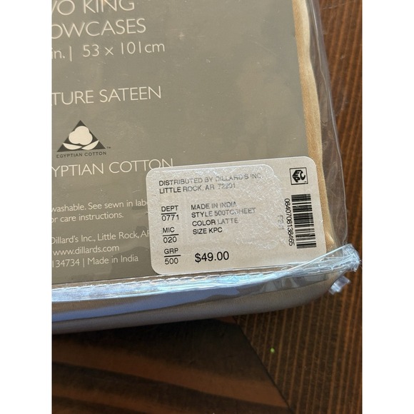 Noble Excellence NE King Size Latte Beige Pillowcases Set New 500ct - Picture 3 of 3